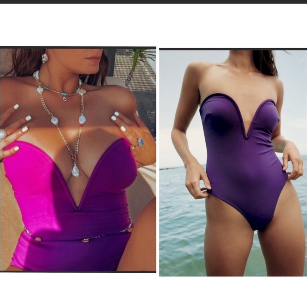 NWT ZARA plunge corset strapless swimsuit